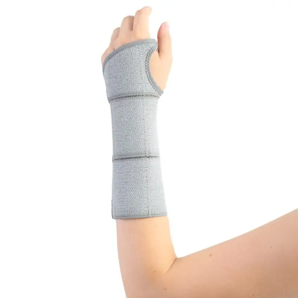 Muñequera gris con férula para la muñeca